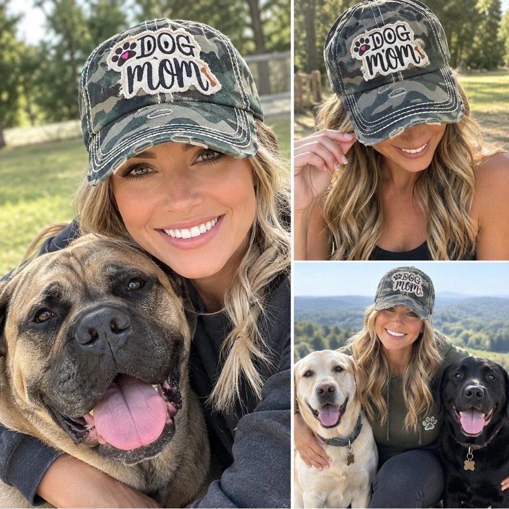 Dog Mom Camo Cap - Green Camouflage Baseball Hat